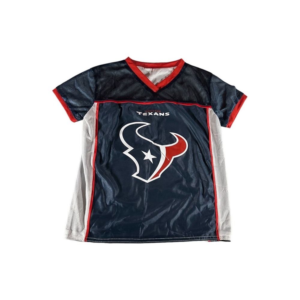 NFL Jersey Youth Medium White Blue Shirt Flag USA Football Inverted Vinyl Boy